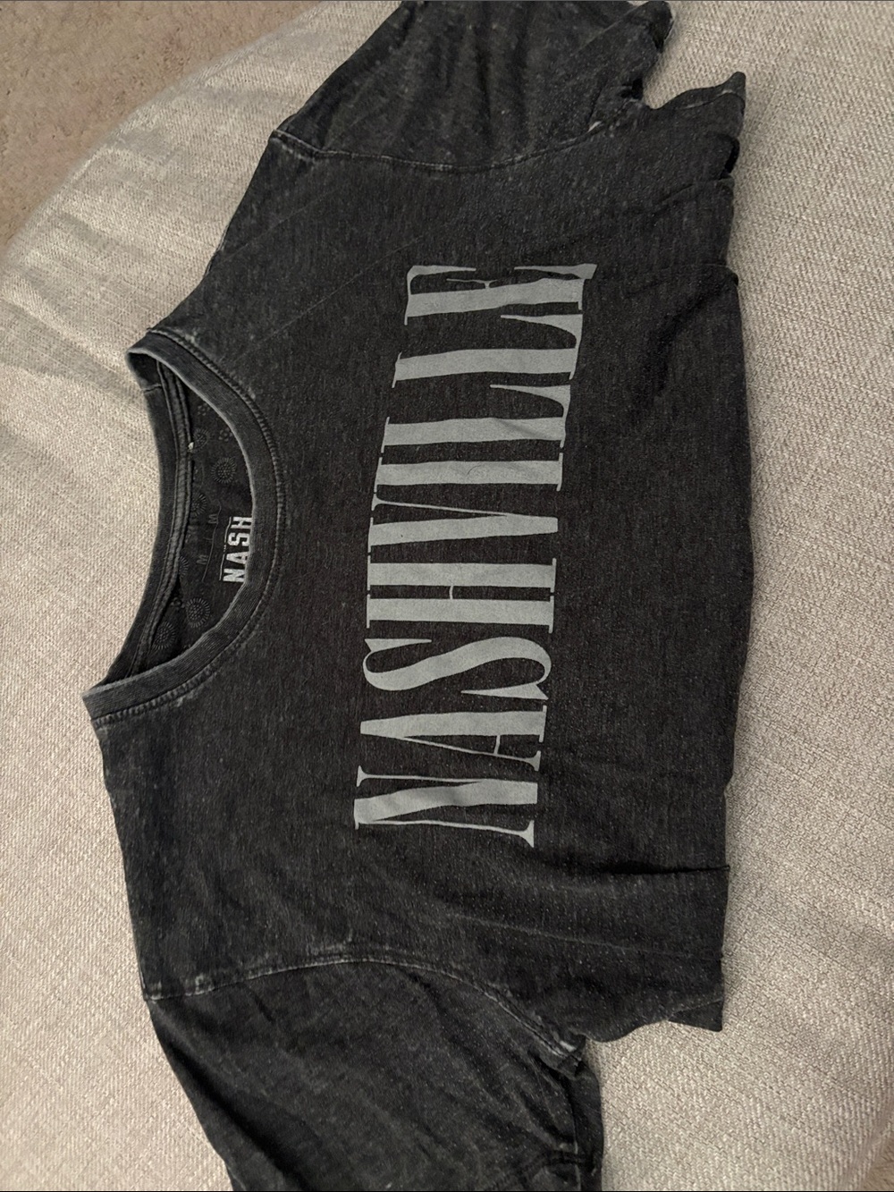 Ash Black Crop Tee with Gray 'NASHVILLE' Print